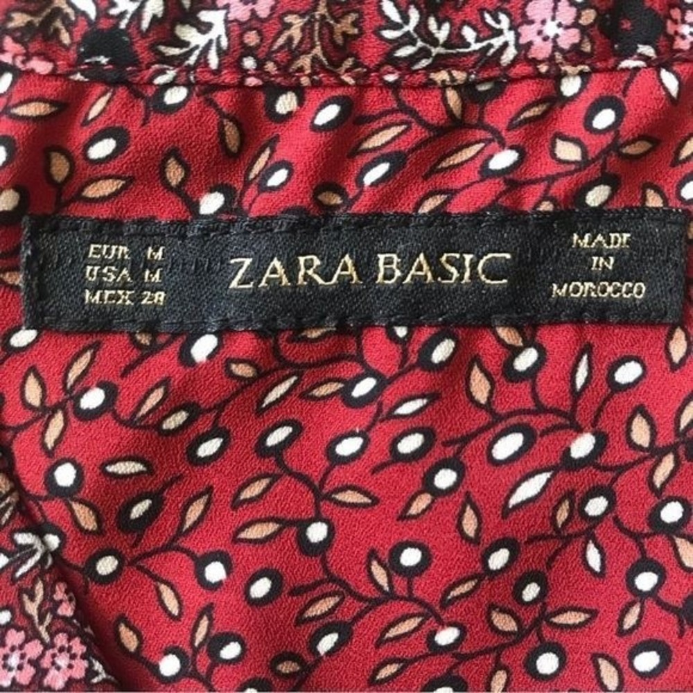 Zara Basic Top Red Multicolored Long Sleeves Slip… - image 3